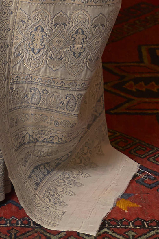 Buy Cream Art Silk Ethnic Motif Design One Minute Saree Online - Side