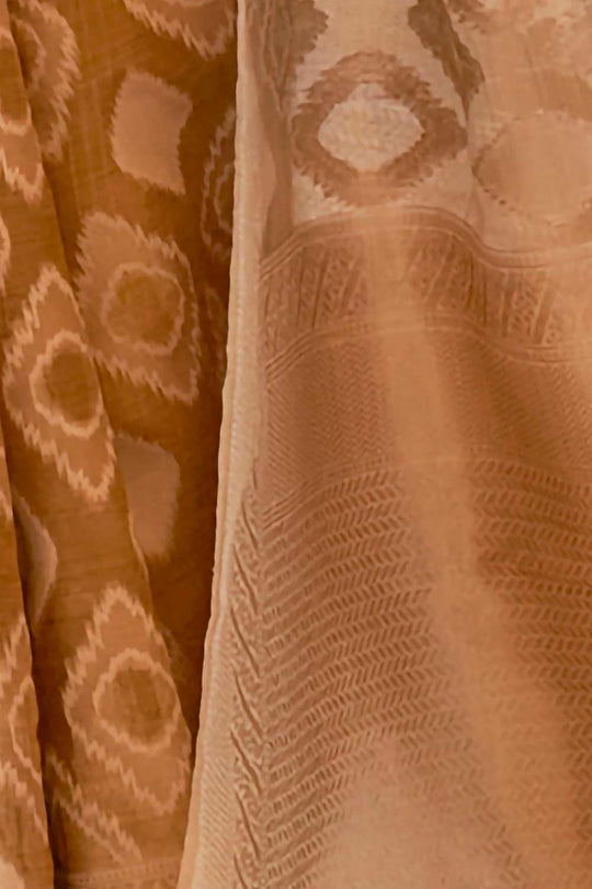 Buy Mustard Tissue Geometric Design One Minute Saree Online - Side