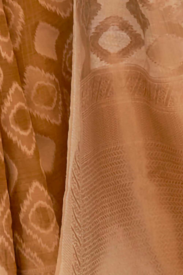 Buy Mustard Tissue Geometric Design One Minute Saree Online - Side