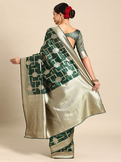 Komal Green Organza Banarasi One Minute Saree