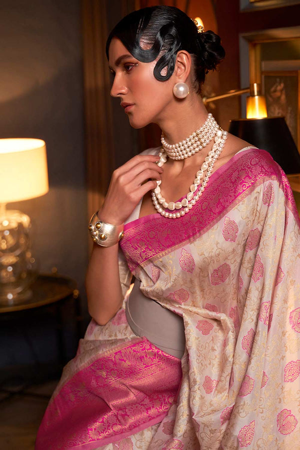 Buy Pink Art Silk Paisley Design One Minute Saree Online - Back