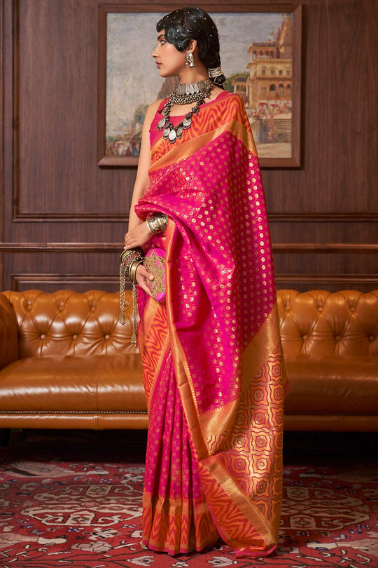 Nora Pink Silk Woven Ready to Wear One Minute Saree
