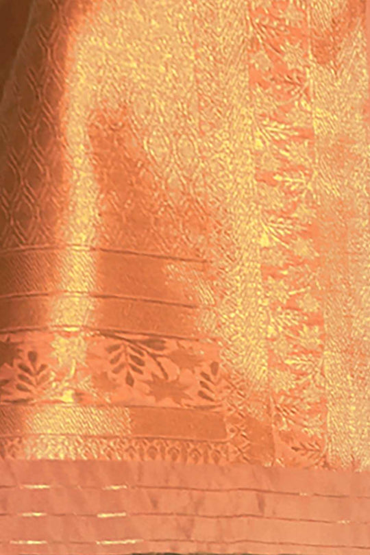 Lea Sea Green & Peach Pure Linen One Minute Saree