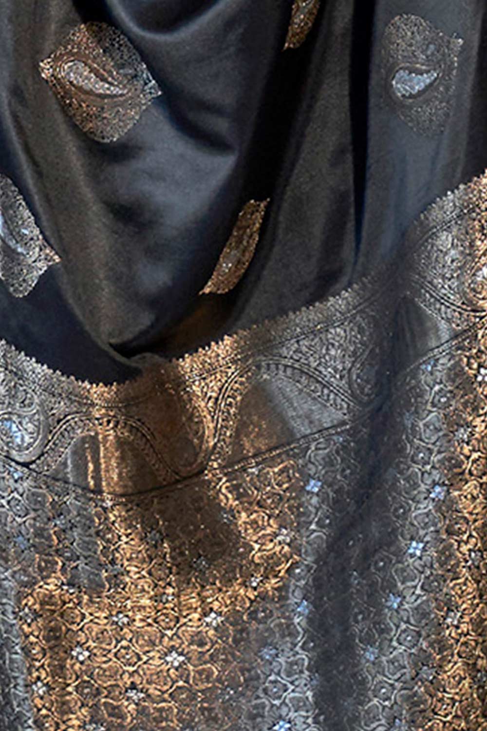 Buy Black Art Silk Bagh Design One Minute Saree Online - Side