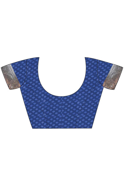 Buy Navy Blue Art Silk Bagh Design One Minute Saree Online - Side