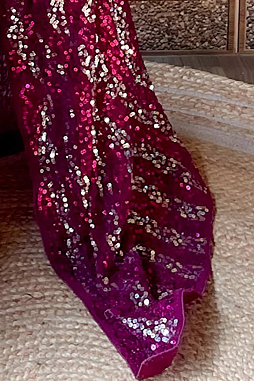 Buy Purple Georgette Sequin One Minute Saree Online - Zoom In