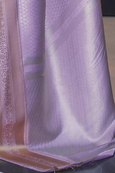 Buy Lavender Art Silk Paisley Design One Minute Saree Online - Side