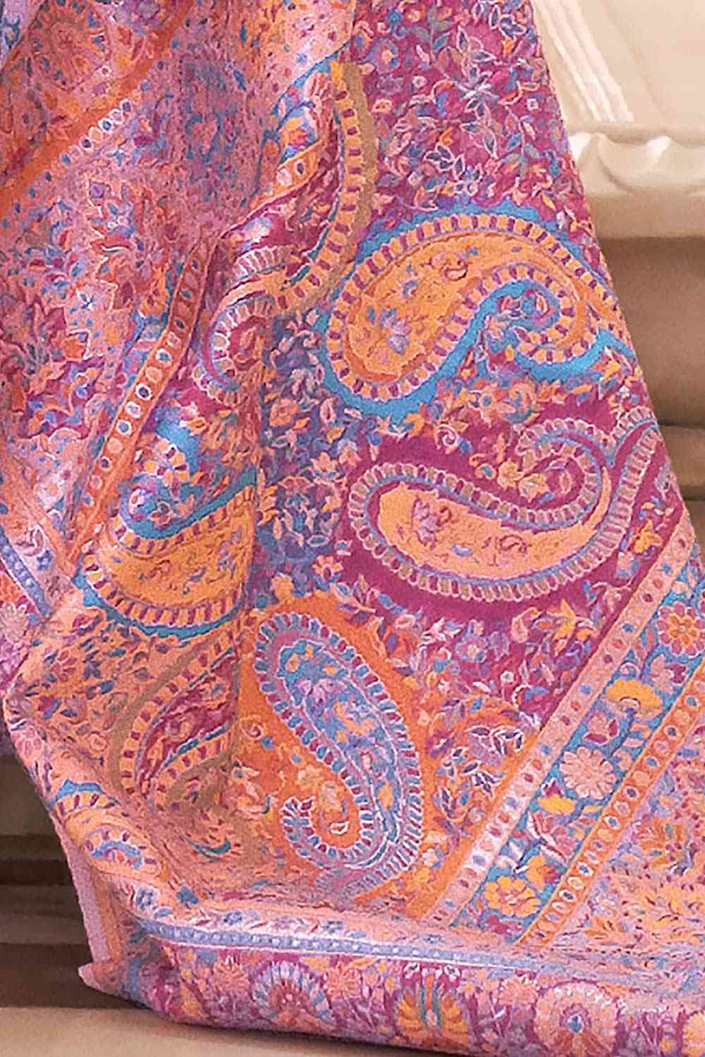Buy Lavender Art Silk Floral Design One Minute Saree Online - Side