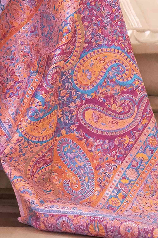 Buy Lavender Art Silk Floral Design One Minute Saree Online - Side