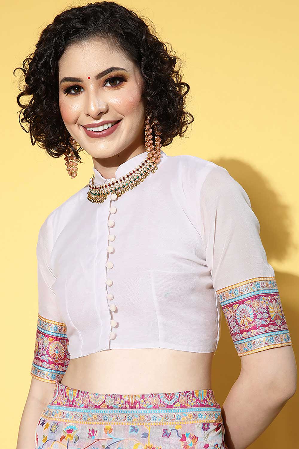 Jenna Multi-Color Silk Blend Floral Woven Design One Minute Saree