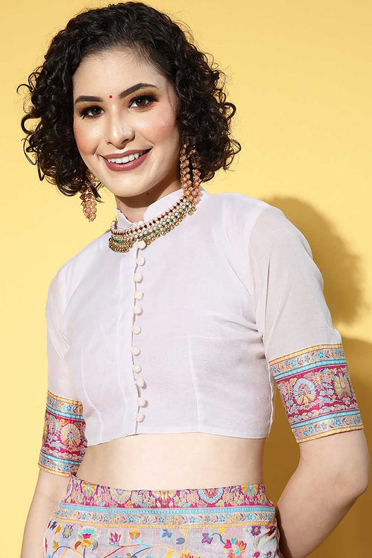 Jenna Multi-Color Silk Blend Floral Woven Design One Minute Saree