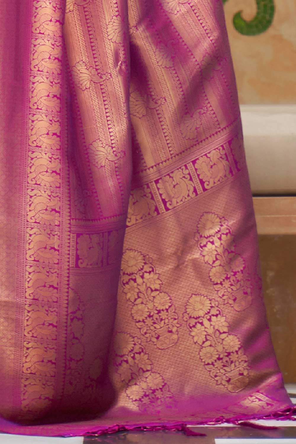 Maya Magenta Silk Floral Woven Ready to Wear One Minute Saree