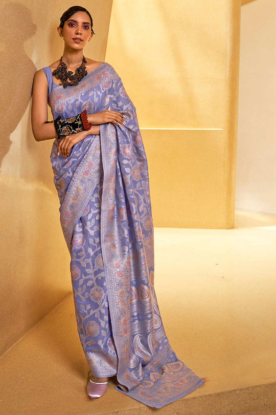 Buy Lavender Art Silk Ethnic Motif Design One Minute Saree Online