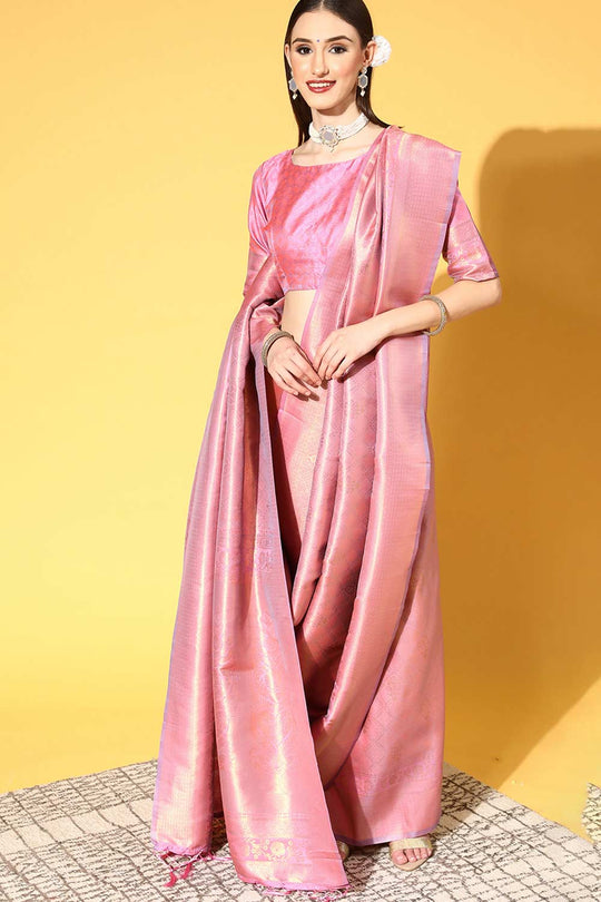 Buy Mauve Art Silk Ethnic Motif Design One Minute Saree Online