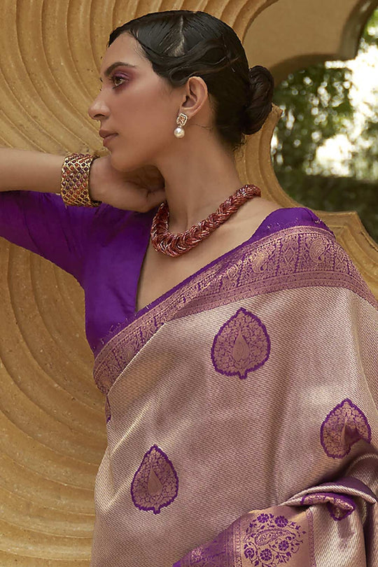 Buy Beige Nylon Bagh Design One Minute Saree Online - Front