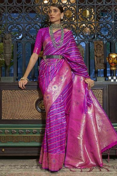 Buy Purple Art Silk Leheriya Design One Minute Saree Online