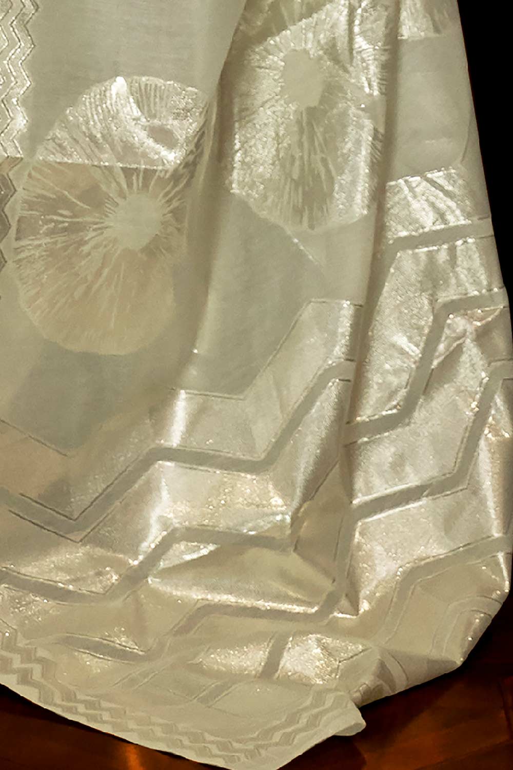 Victoria Light Green Modal Floral Woven Design One Minute Saree