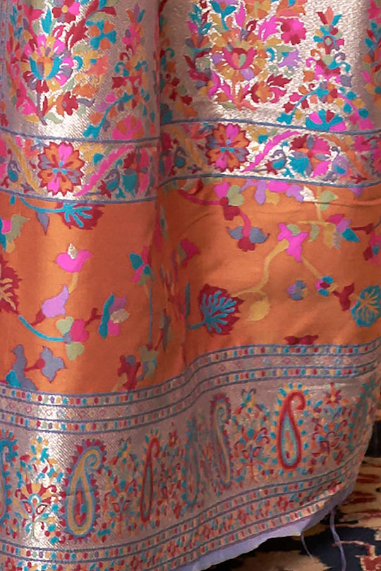 Payal Lavender Silk Blend Phulkari One Minute Saree