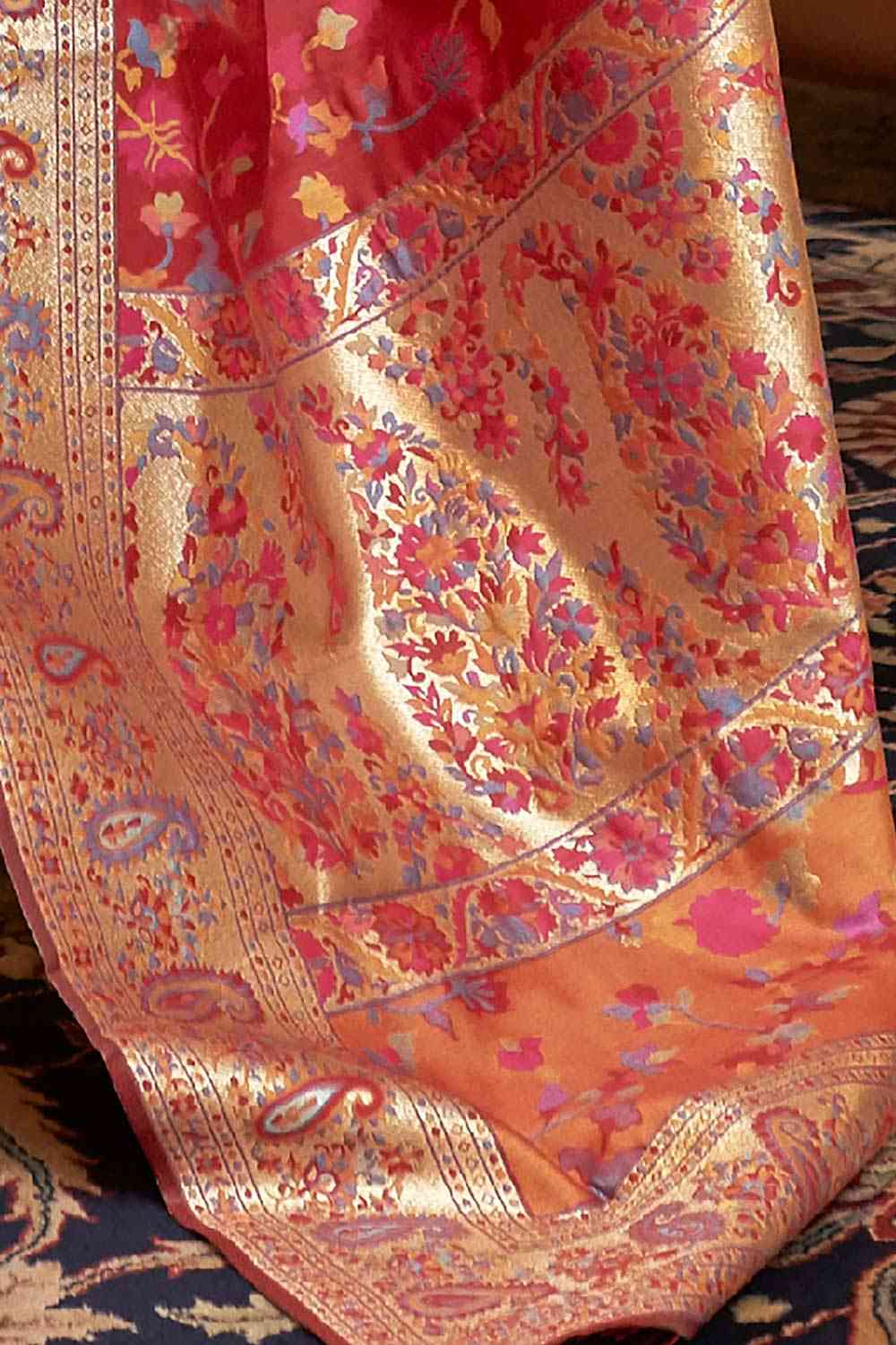Buy Maroon Art Silk Floral Design One Minute Saree Online - Side
