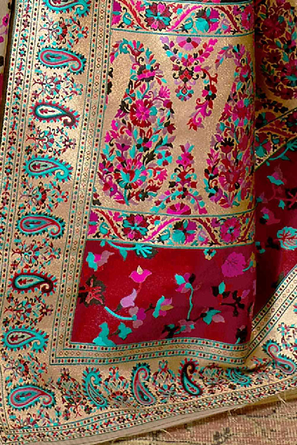 Buy Grey Art Silk Floral Design One Minute Saree Online - Front