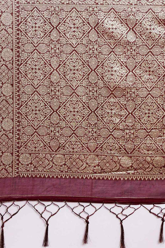Burgundy Polka Dot Modal One Minute Saree