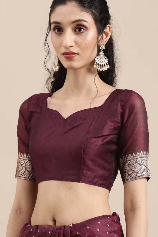 Burgundy Polka Dot Modal One Minute Saree