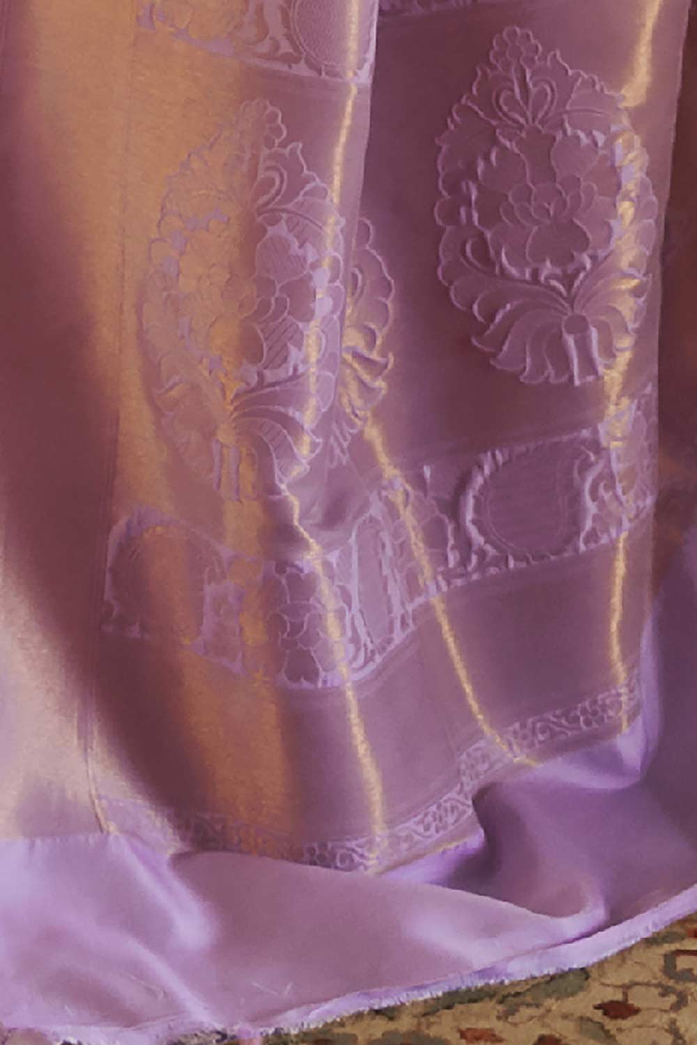 Buy Purple Art Silk Paisley Design One Minute Saree Online - Side