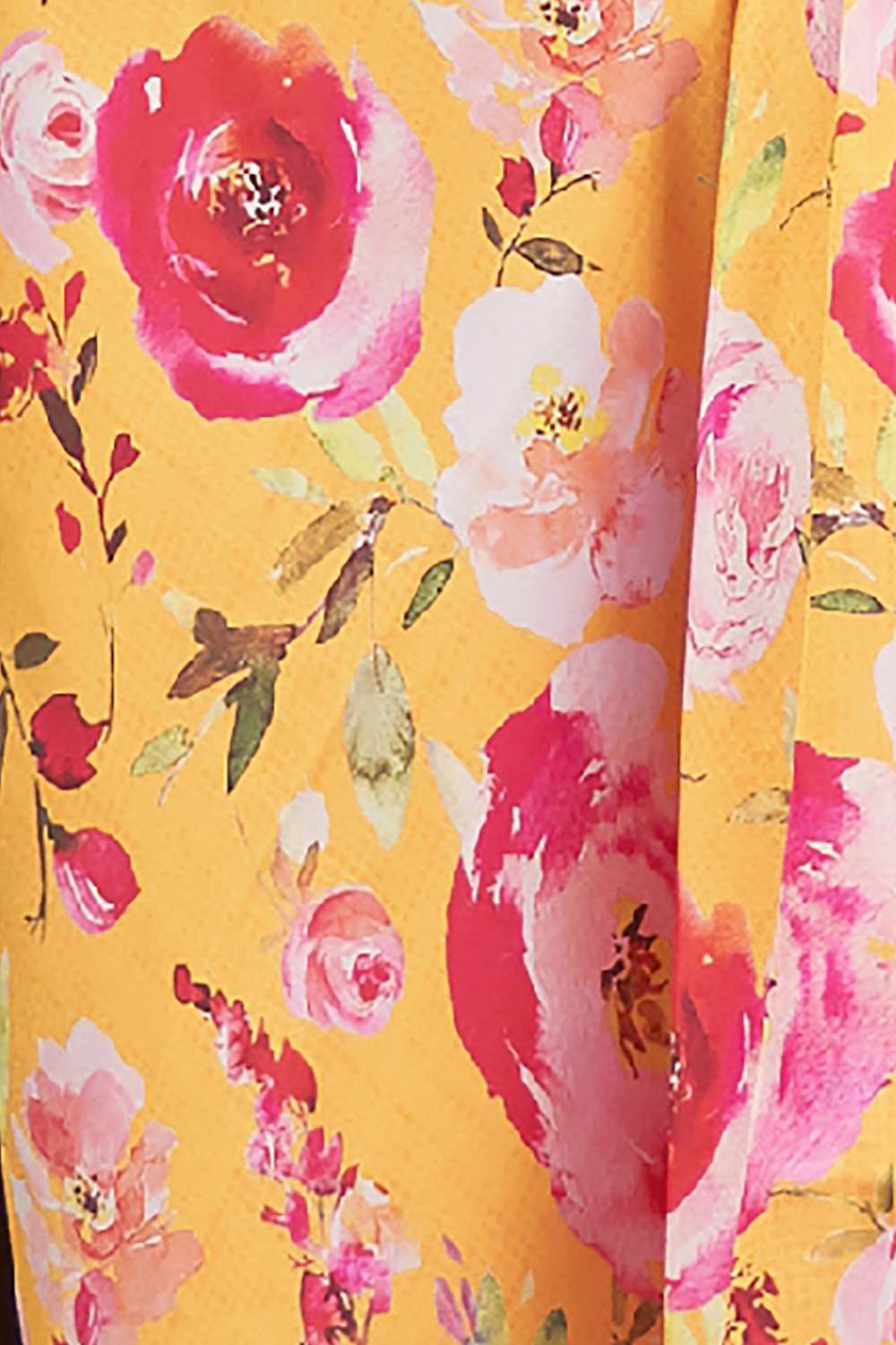 Buy Yellow Satin Silk Floral Print One Minute Saree Online - Side