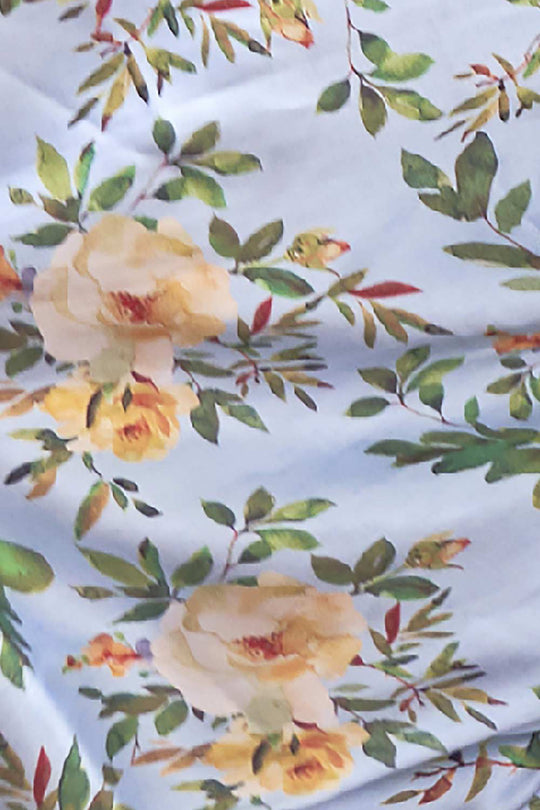 Buy Blue Satin Silk Floral Print One Minute Saree Online - Side