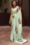 Nadia Light Green Satin Floral Printed Ready to Wear One Minute Saree
