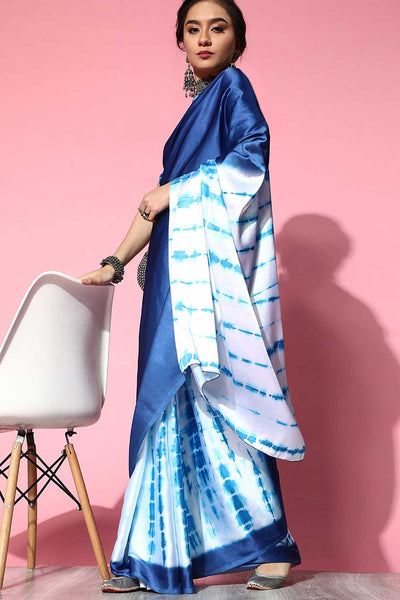 Aaira Blue Tie and Dye Crepe One Minute Saree