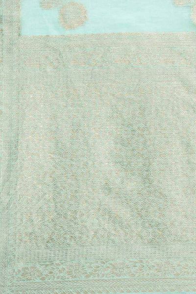 Mogre Sea Green Floral Woven Blended Linen One Minute Saree