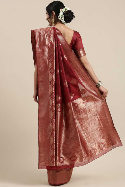 Marni Maroon Floral Woven Linen One Minute Saree
