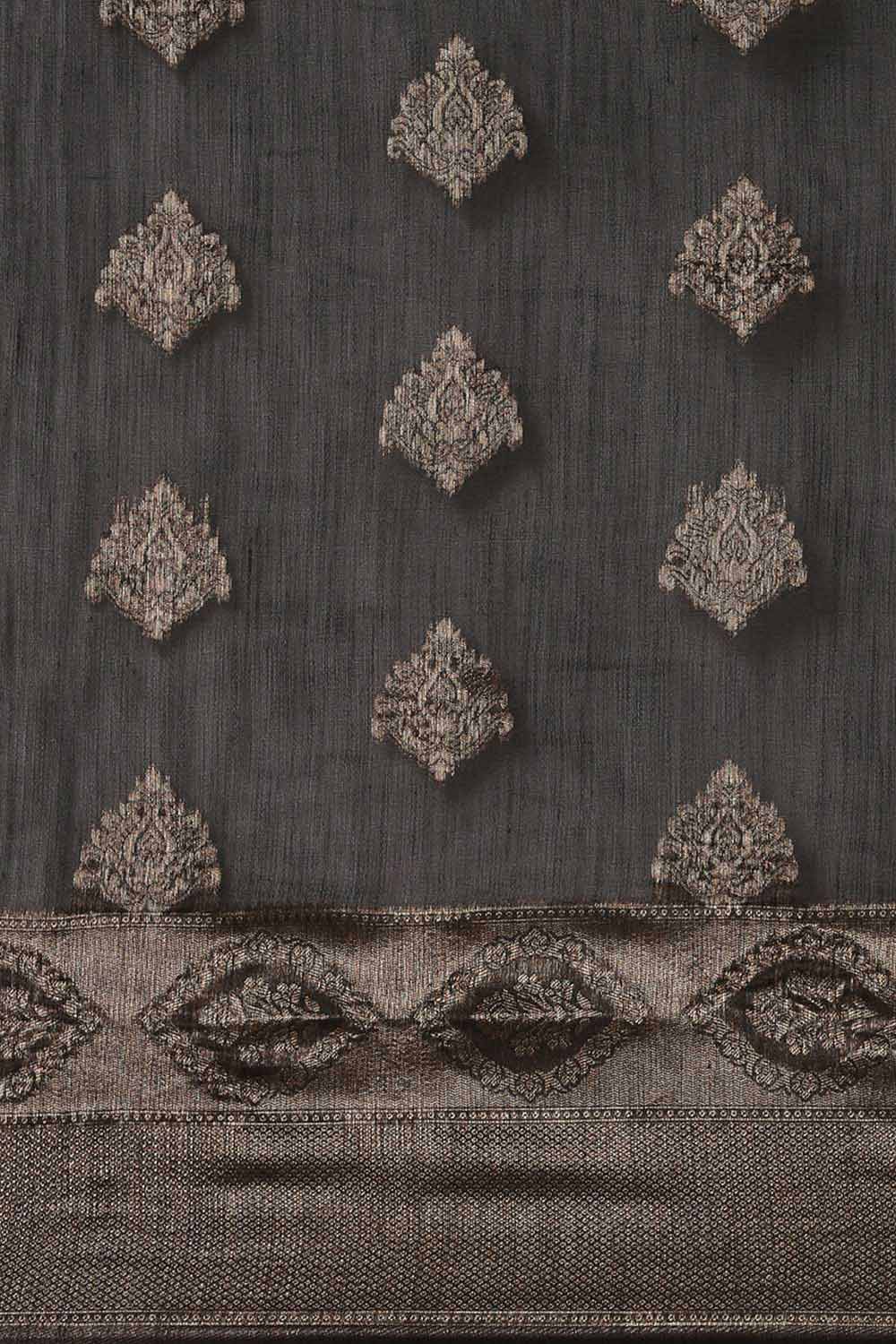 Nadya Grey Floral Woven Linen One Minute Saree