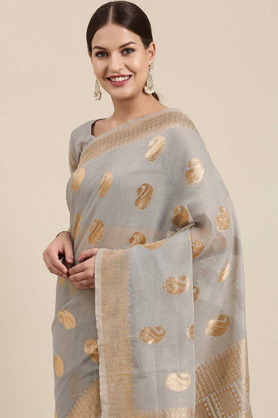 Zoey Grey Bagh Blended Linen One Minute Saree
