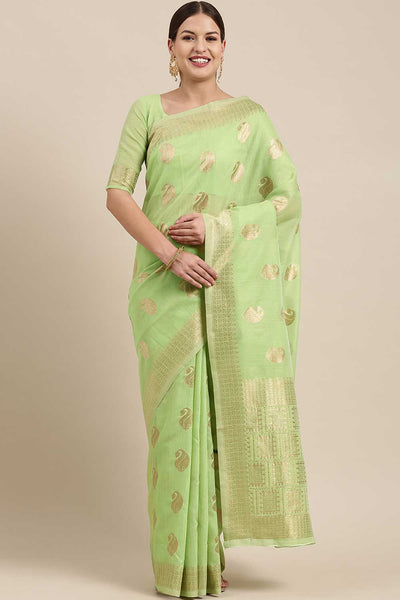 Chaya Green Bagh Blended Linen One Minute Saree