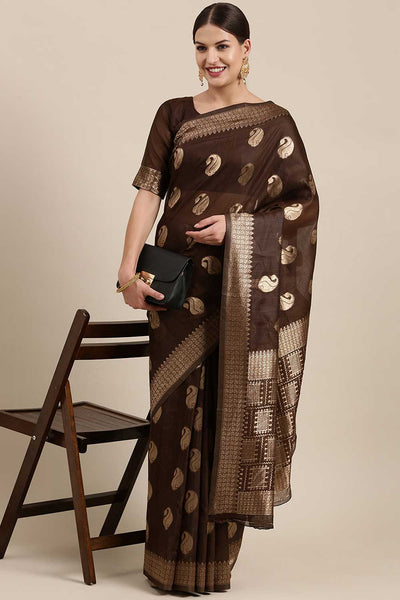 Sheena Brown Bagh Blended Linen One Minute Saree