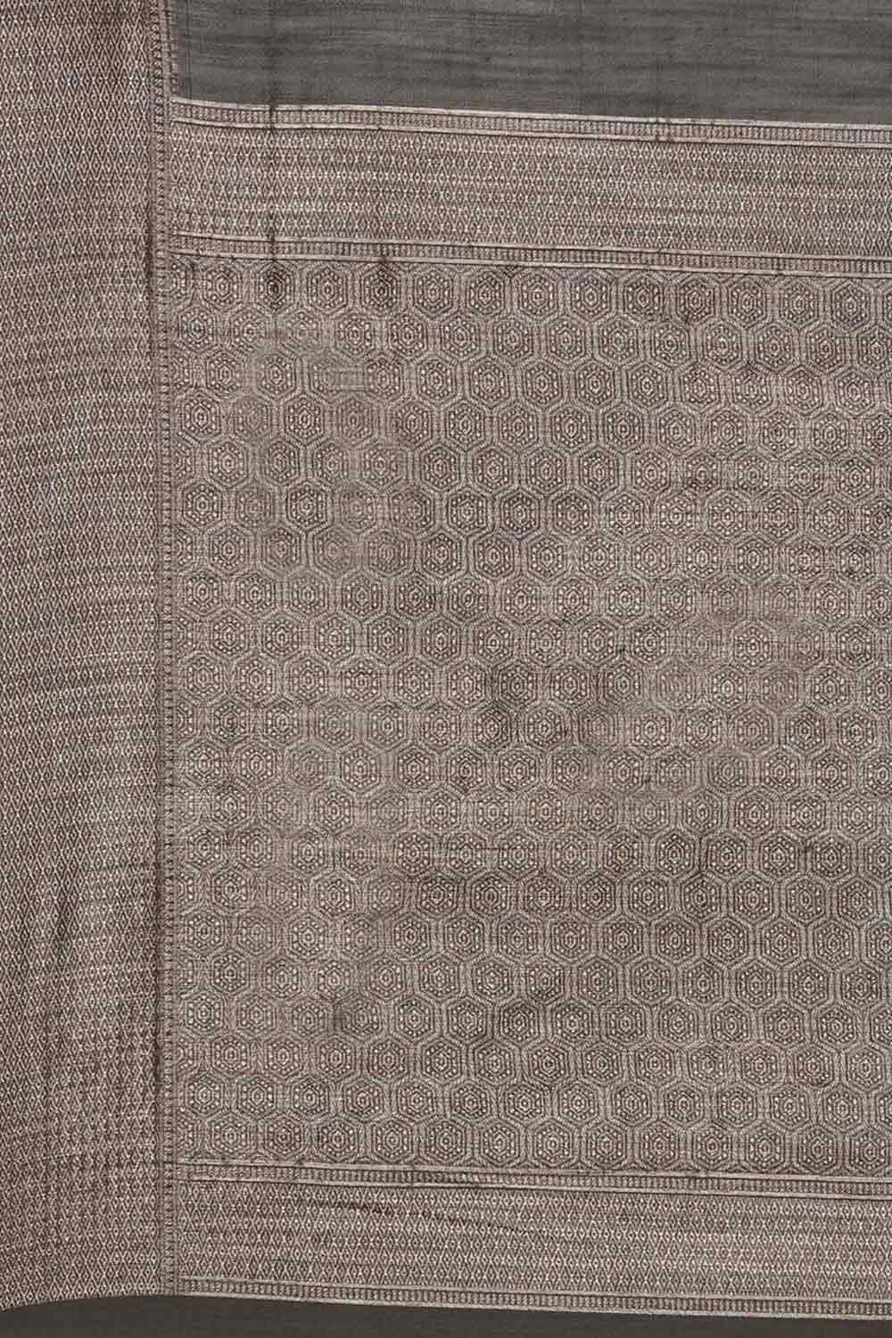Zohra Grey Floral Woven Linen One Minute Saree
