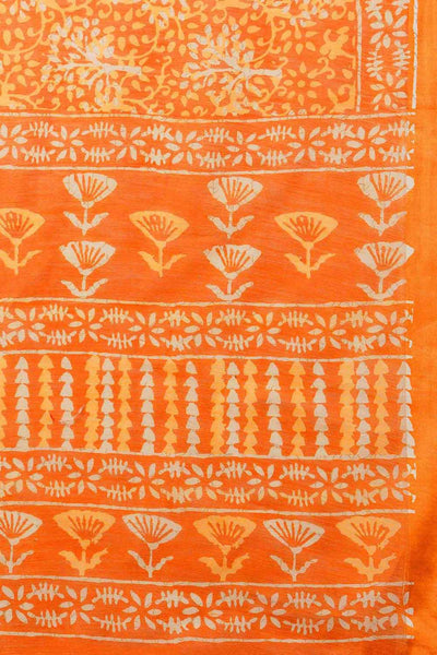 Rory Cotton Blend Orange Printed One Minute Saree