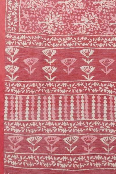 Anjum Cotton Blend Magenta Printed One Minute Saree