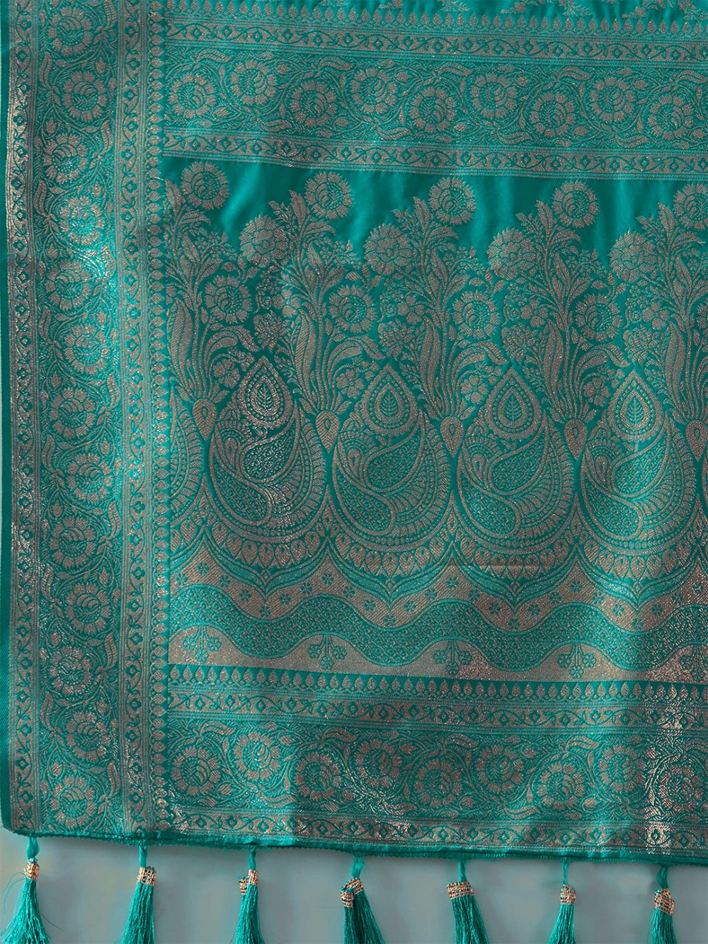 Kesha Turquise Silk Blend Kanjivaram One Minute Saree