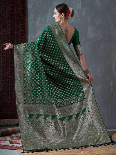 Angelina Green Silk Blend Kanjivaram One Minute Saree