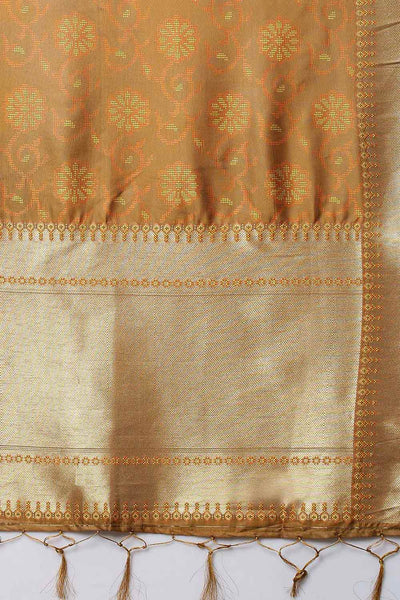 Anika Mustard Abstract Print Cotton Silk One Minute Saree