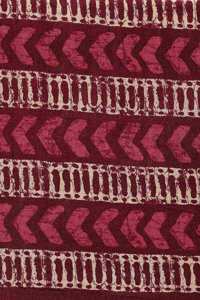 Himali Burgundy Manipuri Silk Floral Block Print One Minute Saree