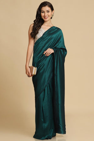 Buy Teal Zari Woven Fancy Satin One Minute Saree Online