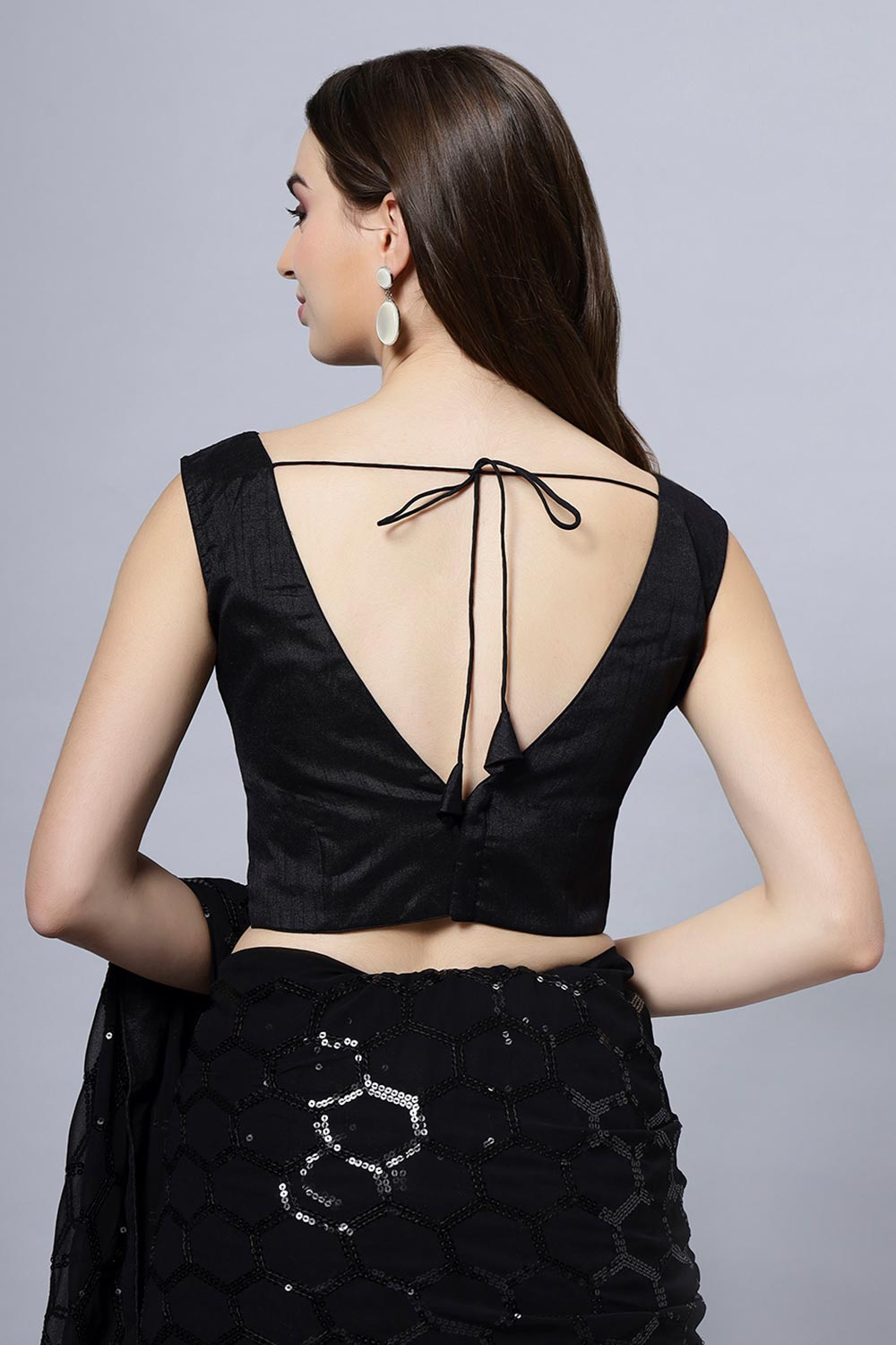 Anna Black Faux Georgette Sequins One Minute Saree