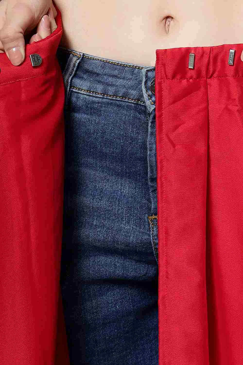 Madhuri Red Crepe Silk Solid Ready to Wear One Minute Saree