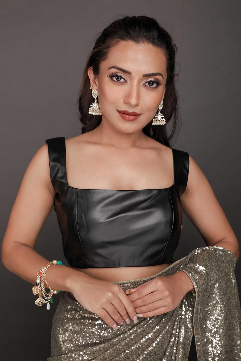 Nova Gold Net Sequins Ready to Wear One Minute Saree