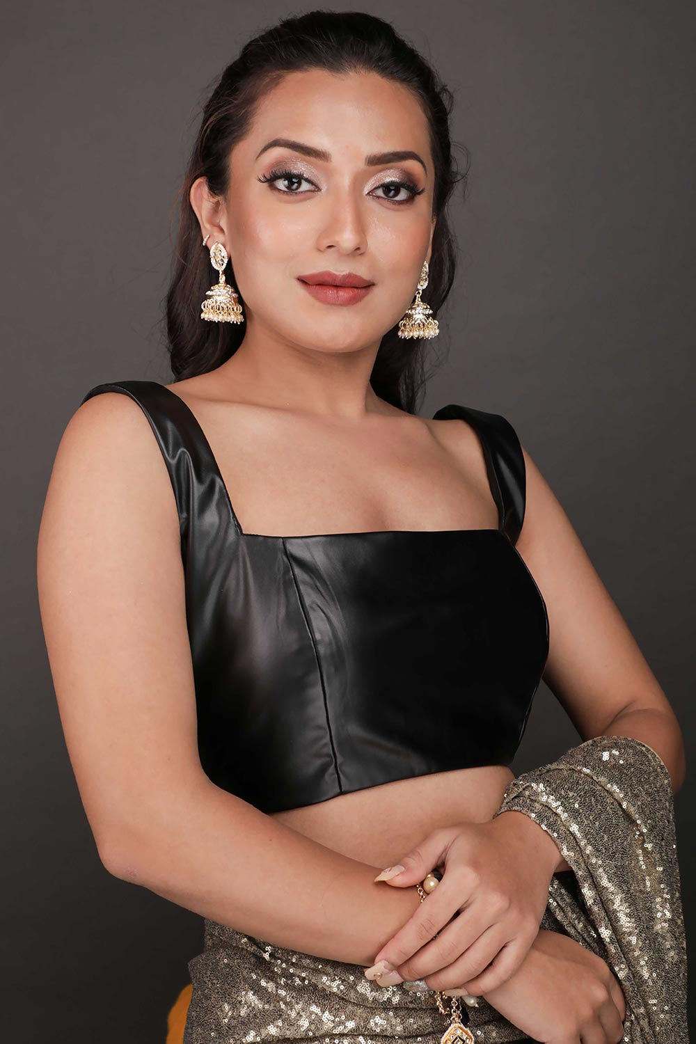 Nova Gold Net Sequins Ready to Wear One Minute Saree