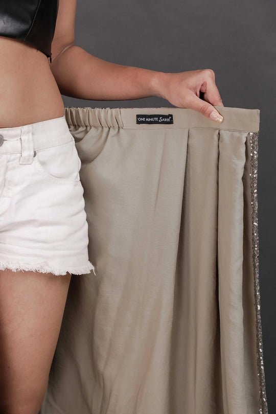 Nova Gold Net Sequins Ready to Wear One Minute Saree